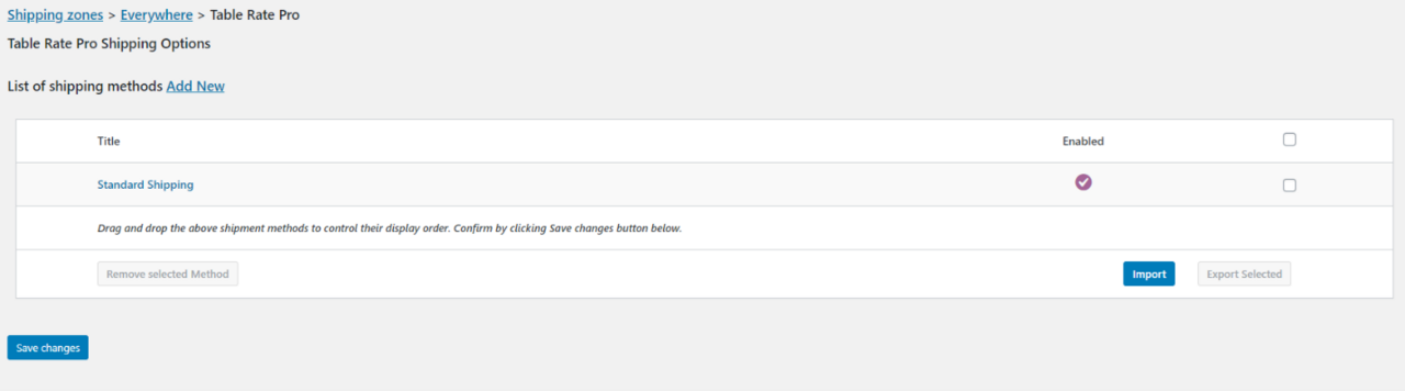WooCommerce Table Rate Shipping - Import