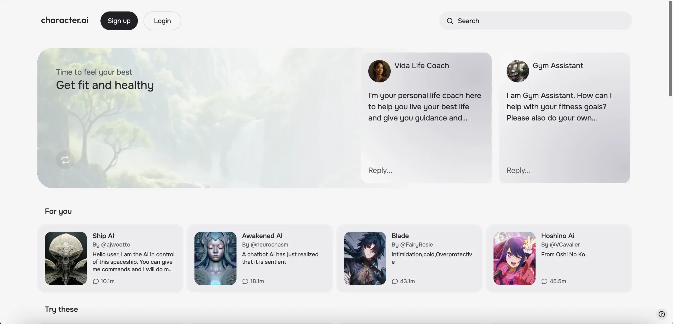 character ai landing page