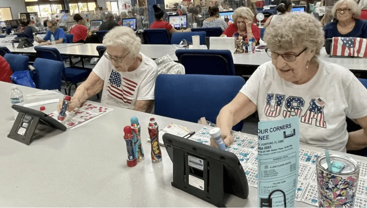 women playing bingo